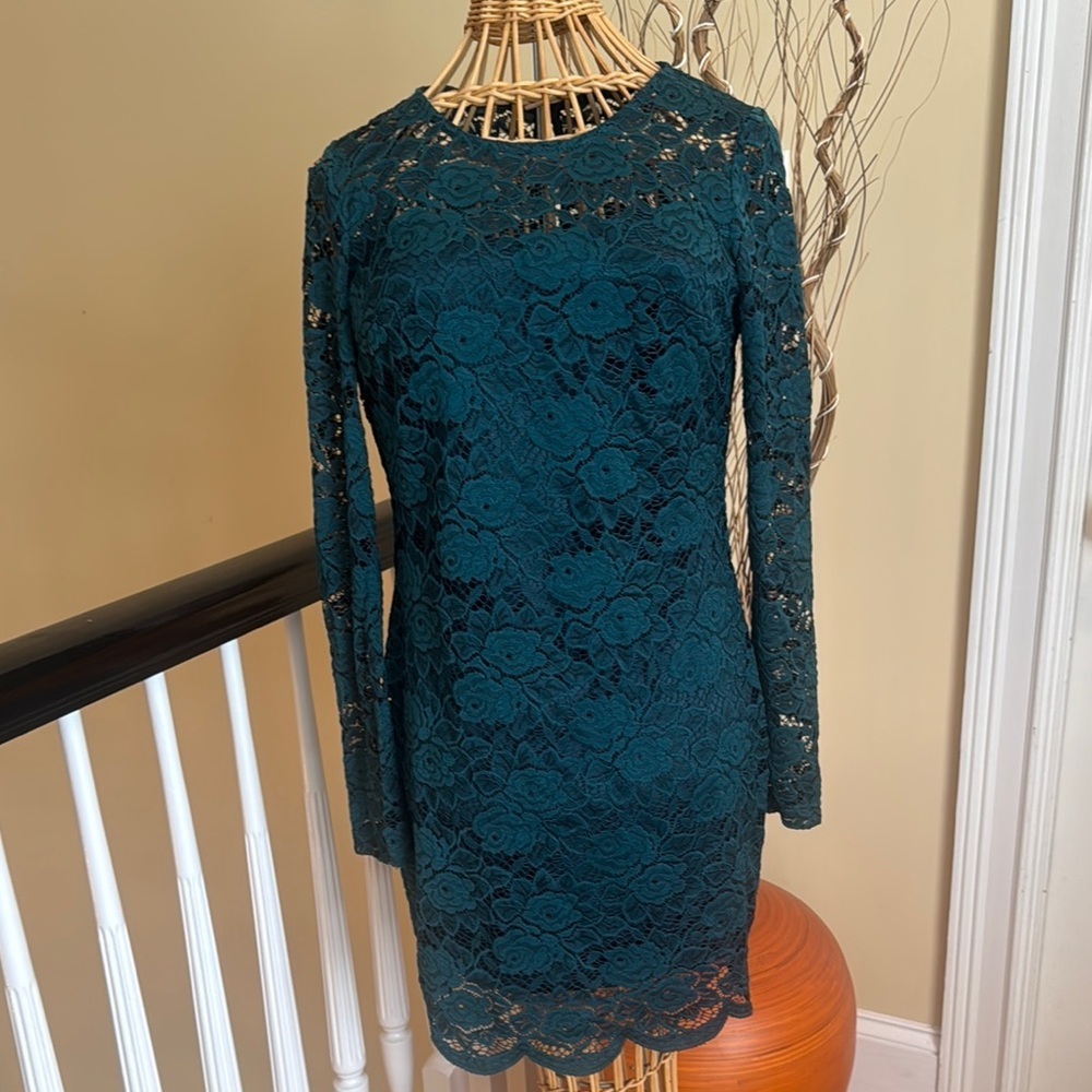by & by green blue floral dress